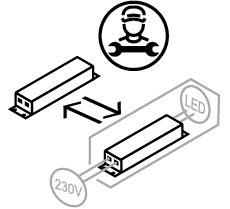 LED driver replaceable by a professional
