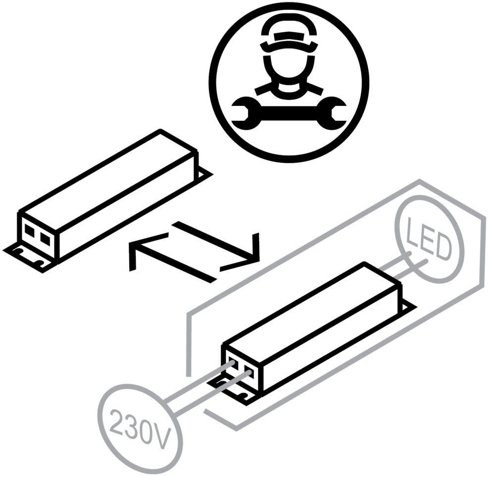 LED driver replaceable by a professional